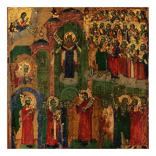 Icona antica russa Pokrov ''Protezione della Madre di Dio'' 35x30  2
