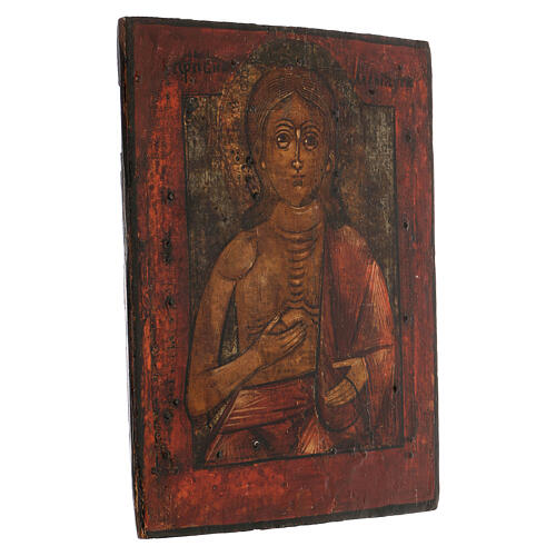 Antique Russian icon of St Boniface, painted by hand, 25x20 cm 3