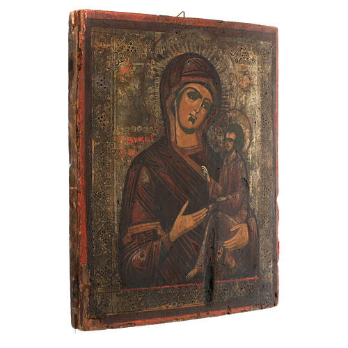 Theotokos of Tikhvin, original antique Russian icon, 30x25 cm 3