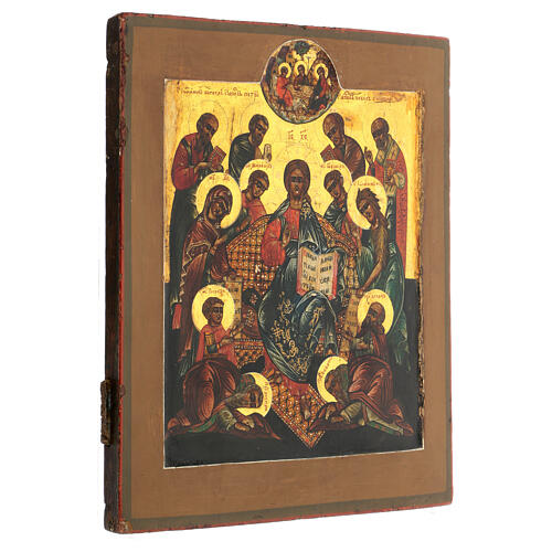 Ancient Russian icon of the late 19th c., Extended Deësis, 13x11 in 4