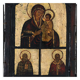 Adoration of the Mother of God Hodegetria, ancient folding triptych, Balkans, 18th century