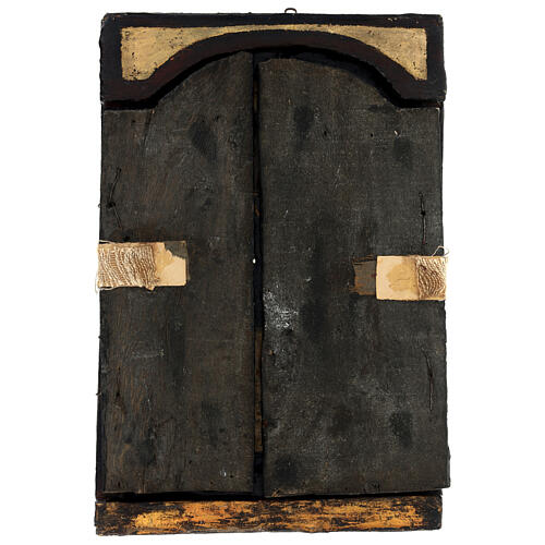 Tríptico antiguo plegable "Adoración Madre de Dios Odigitria" zona Balcanes siglo XVIII 7