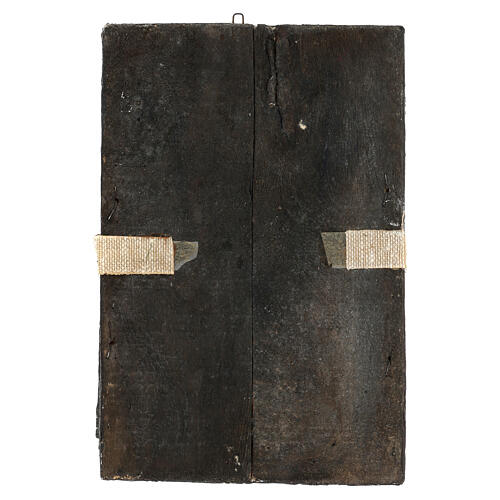 Tríptico antiguo plegable "Adoración Madre de Dios Odigitria" zona Balcanes siglo XVIII 9