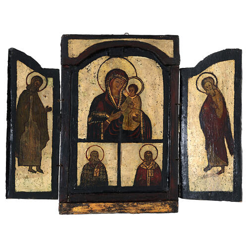 NKlaus - Deva Maria - Icône Triptyque Chrétien - Bois Voyage Autel