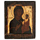 Icona Madonna di Smolensk Russia dipinta XVIII sec. 30x25 cm s1