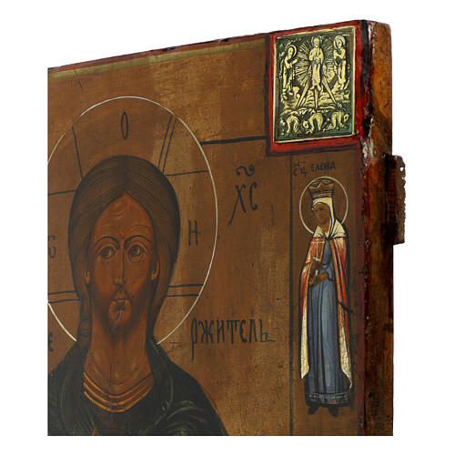 Icône Pantocrator Russie peinte XIXe s. 30x25 cm 5