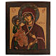 Ícone pintado Mãe de Deus das Três Mãos Rússia século XIX 45x40 cm s1