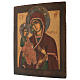 Ícone pintado Mãe de Deus das Três Mãos Rússia século XIX 45x40 cm s5
