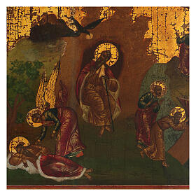 Icône Ascension au ciel du prophète Élie Russie peinte XIXe s. 40x35 cm