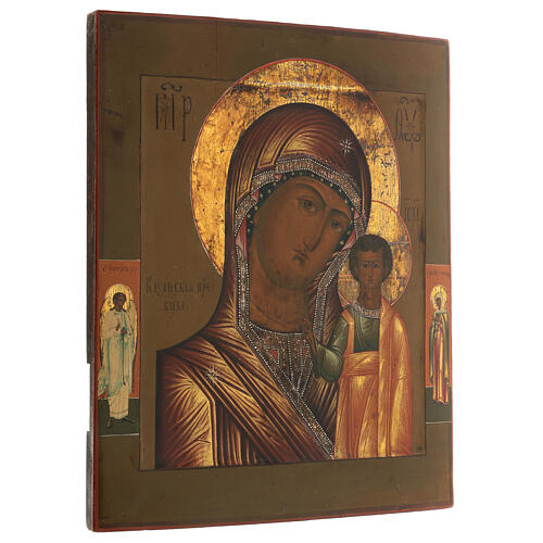 Icona Madonna di Kazan Russia dipinta seconda metà XIX sec. 35x30 cm 4