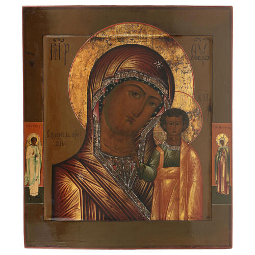Ícone russo Mãe de Deus de Cazã pintado na segunda metade do século XIX 35x30 cm 1