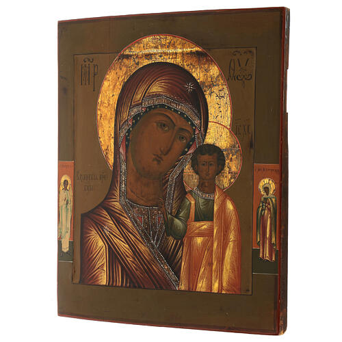 Ícone russo Mãe de Deus de Cazã pintado na segunda metade do século XIX 35x30 cm 3