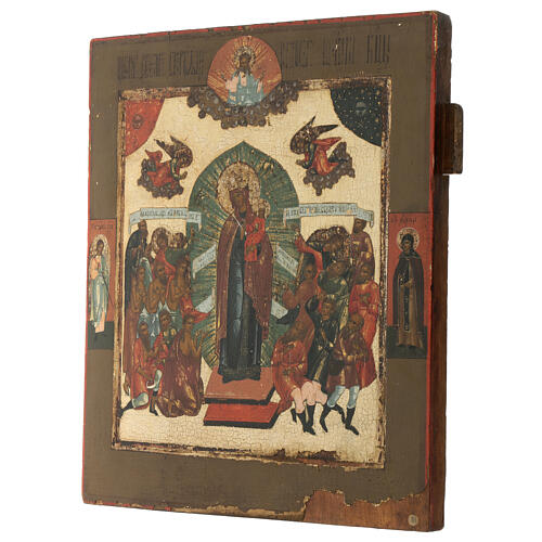 Icono Alegría de todos los afligidos Rusia pintado principios XIX 35x30 cm 3