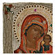 Icona Madonna di Kazan ricamo onorifico Russia dipinta XIX sec. 35x30 cm s4