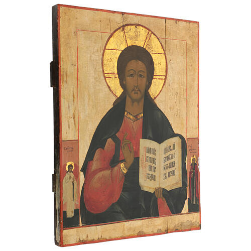 Ícone russo Cristo Pantocrator pintado no século XIX 55x40 cm 3