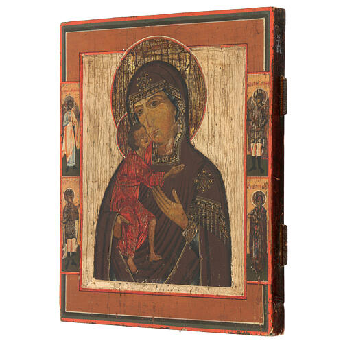 Icône Fiodorovskaïa de la Mère de Dieu Russie peinte XIXe s. 30x25 cm 4