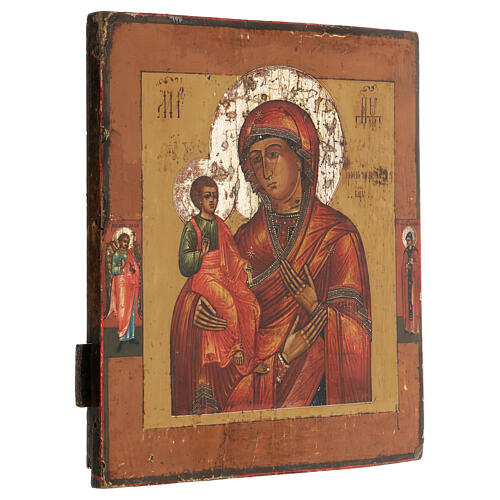 Icono Virgen de la Tres Manos Rusia pintado siglo XIX 35x30 cm 3