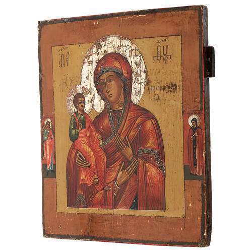 Icono Virgen de la Tres Manos Rusia pintado siglo XIX 35x30 cm 4