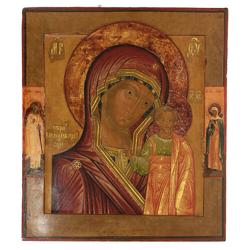 Icona Madonna di Kazan Russia dipinta prima metà XIX sec. 35x30 cm 1