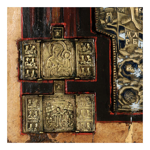 Alte russische Ikone „Kreuzigung“ – Staurothek, 18 Jh, 40 × 33 cm 4