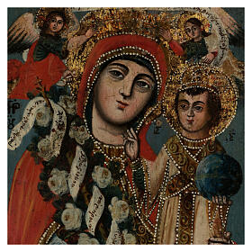 Ancient Greek icon of the Mother of God the Unfading Flower, 18th century, 12x8.5 in
