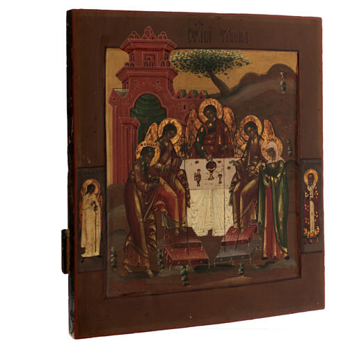 Icono ruso antiguo Trinidad del Antiguo Testamento siglo XIX 35x30 cm 3