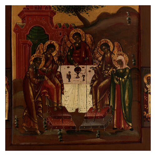 Icône russe ancienne Trinité de l'Ancien Testament XIXe siècle 35x30 cm 2