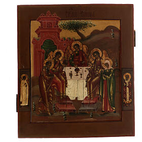 Icona russa antica Trinità dell'Antico Testamento XIX sec 35x30 cm