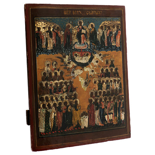 Ancient Russian icon of All Saints, 19th century, 15x13 in 3