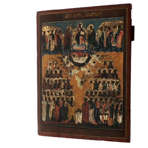Ancient Russian icon of All Saints, 19th century, 15x13 in 4