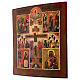Icona russa antica Crocifissione con scene XIX sec 45x40 cm s5