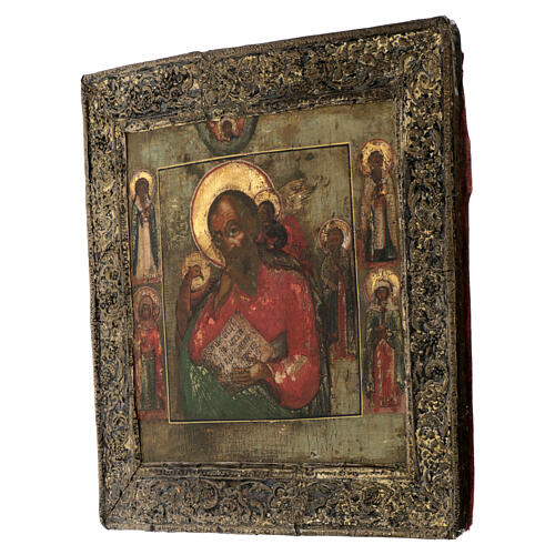 Ancient Russian icon of Saint John the Evangelist with basma, 17th century, 12x11 in 6