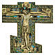 Icône russe ancienne Crucifix orthodoxe avec émail bronze 40x20 cm s2