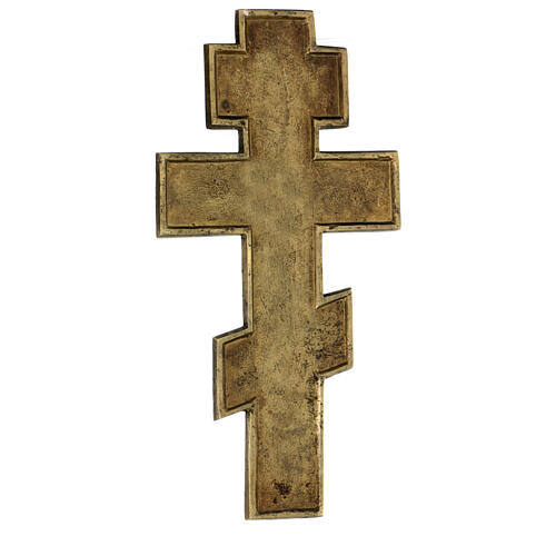 Ícone Russo antigo Crucificação bronze com esmaltes policromados 40x20 cm 7