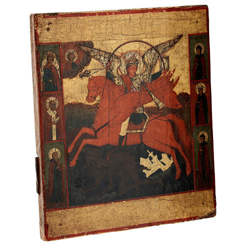 Icona russa San Michele Arcangelo antica 31x26 cm XVII-XVIII sec 5