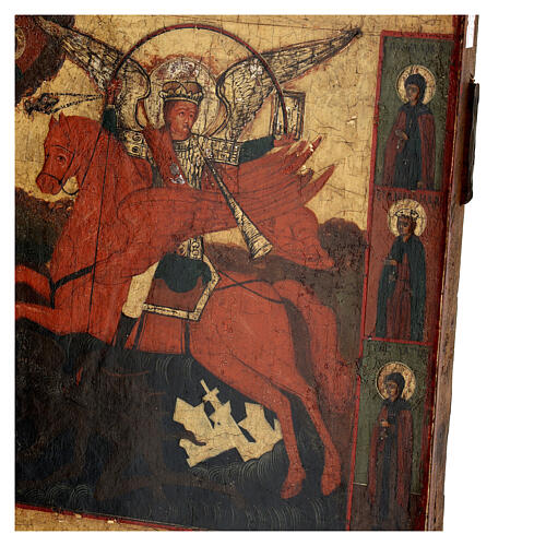 Ícone russo antigo São Miguel Arcanjo 30x25 cm séc. XVII-XVIII 6