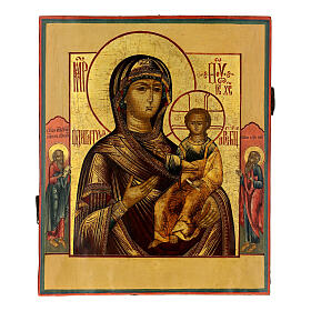 Icona russa 32x28 cm Madre di Dio di Smolensk XIX sec antica