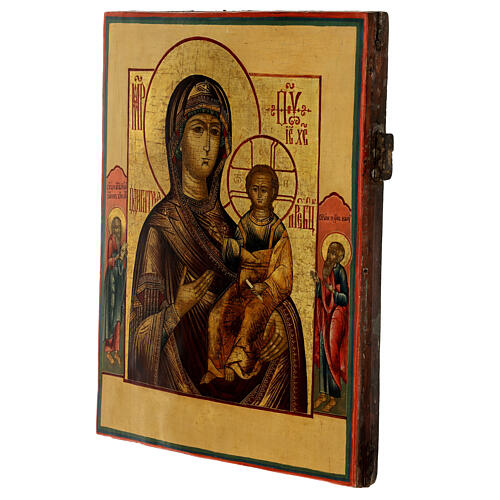 Icona russa 32x28 cm Madre di Dio di Smolensk XIX sec antica 3
