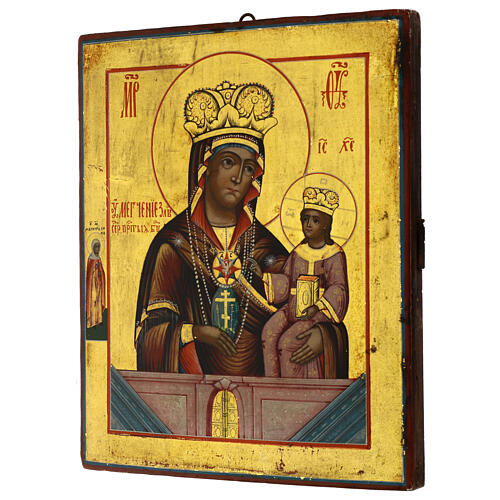 Ícone russo antigo Mãe de Deus Amaciando Corações Malignos 30x25 cm séc. XIX 4