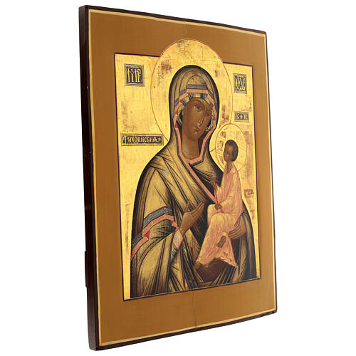 Vierge de Tikhvine ancienne icône russe moitié XIXe 54x45 cm 3