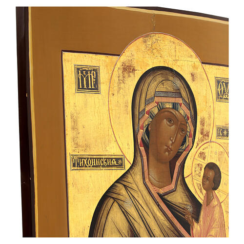 Vierge de Tikhvine ancienne icône russe moitié XIXe 54x45 cm 4