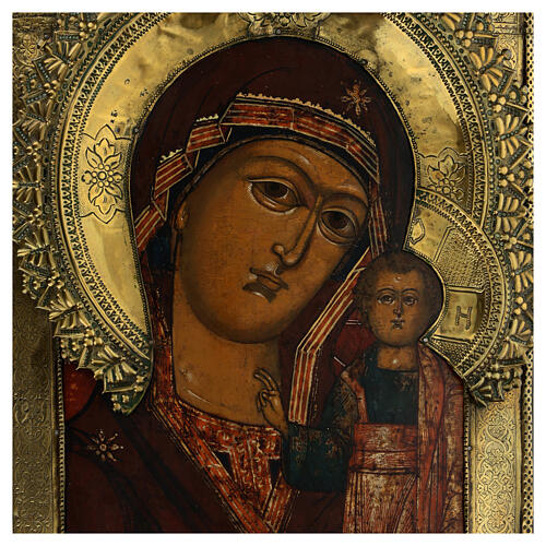 Notre-Dame de Kazan icône russe ancienne début XIXe 46x36 cm 2