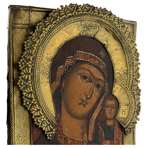 Notre-Dame de Kazan icône russe ancienne début XIXe 46x36 cm 4
