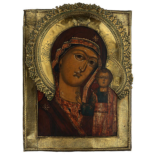 Matka Boża Kazańska, ikona antyczna, początek 1800, Rosja, 46x36 cm 1