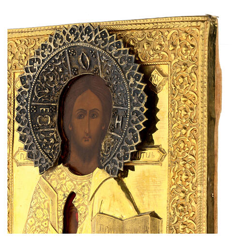 Deesis 3 icone riza antiche seconda metà 800 Russia 27x32 cm 9