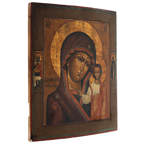 Notre-Dame de Kazan icône russe ancienne XIXe siècle 36x31 cm 3