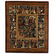 Sixteen Great Feasts, ancient Russian icon, 19th century, 14x12 in s1