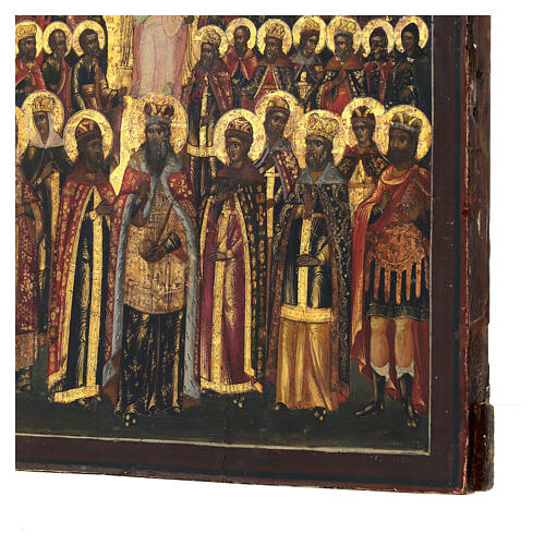 Synaxis of saints with feasts, ancient Russian icon, 19th century, 14x12 in 8