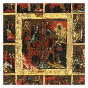 Twelve great feasts, ancient Russian icon, 19th century, 12x10.5 in