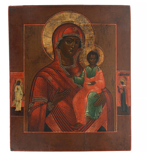 Nossa Senhora de Esmolensco ícone russo antigo 36x30 cm séc. XIX 1
